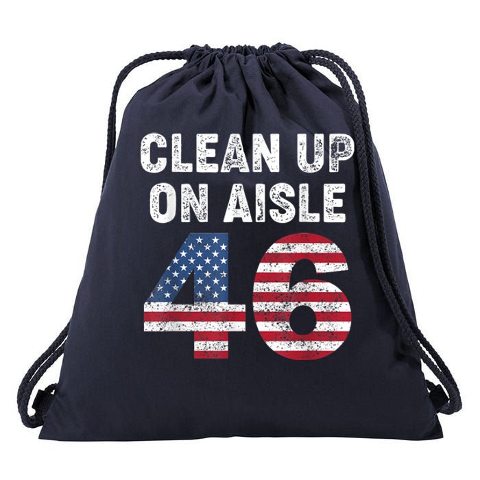 AntiBiden Clean Up On Aisle 46 Impeach Biden Drawstring Bag