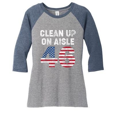 AntiBiden Clean Up On Aisle 46 Impeach Biden Women's Tri-Blend 3/4-Sleeve Raglan Shirt