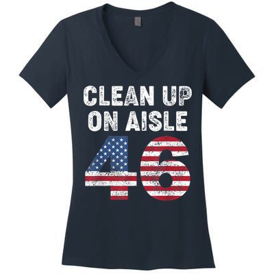 AntiBiden Clean Up On Aisle 46 Impeach Biden Women's V-Neck T-Shirt