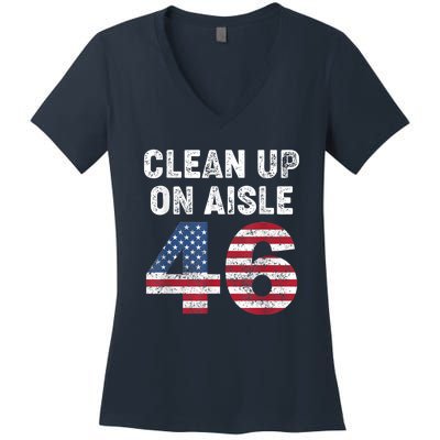 AntiBiden Clean Up On Aisle 46 Impeach Biden Women's V-Neck T-Shirt