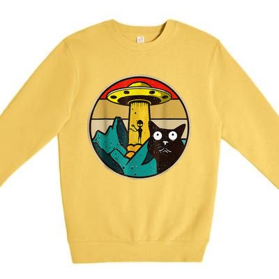 Alien Cat UFO Galaxy Ca Spaceship Funny Cat Tee Premium Crewneck Sweatshirt