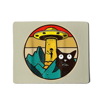 Alien Cat UFO Galaxy Ca Spaceship Funny Cat Tee Mousepad