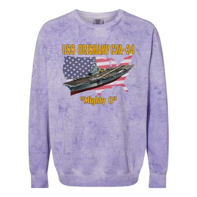 Aircraft Carrier Uss Oriskany Cva34 Veteran Day Father Day Gift Colorblast Crewneck Sweatshirt