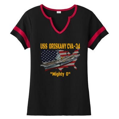 Aircraft Carrier Uss Oriskany Cva34 Veteran Day Father Day Gift Ladies Halftime Notch Neck Tee