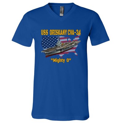 Aircraft Carrier Uss Oriskany Cva34 Veteran Day Father Day Gift V-Neck T-Shirt