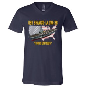 Aircraft Carrier USS ShangriLa CVA38 Veteran Father Day V-Neck T-Shirt