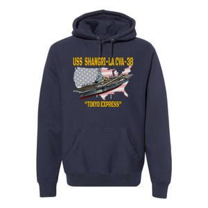 Aircraft Carrier USS ShangriLa CVA38 Veteran Father Day Premium Hoodie