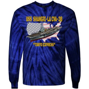 Aircraft Carrier USS ShangriLa CVA38 Veteran Father Day Tie-Dye Long Sleeve Shirt