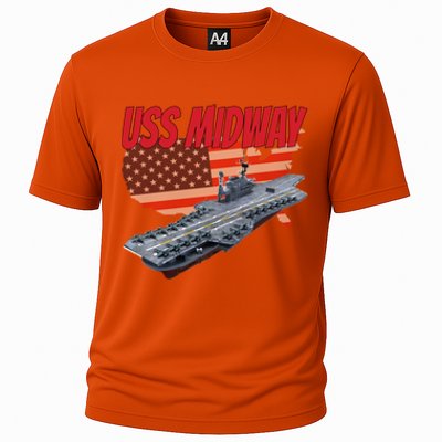 Aircraft Carrier Uss Midway Usa Flag Veteran Grandpa Dad Son Gift Cooling Performance Crew T-Shirt