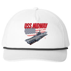 Aircraft Carrier Uss Midway Usa Flag Veteran Grandpa Dad Son Gift Snapback Five-Panel Rope Hat