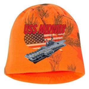 Aircraft Carrier Uss Midway Usa Flag Veteran Grandpa Dad Son Gift Kati - Camo Knit Beanie