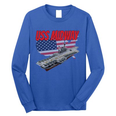 Aircraft Carrier Uss Midway Usa Flag Veteran Grandpa Dad Son Gift Long Sleeve Shirt