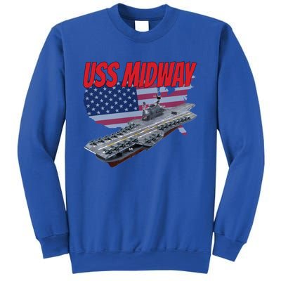 Aircraft Carrier Uss Midway Usa Flag Veteran Grandpa Dad Son Gift Sweatshirt