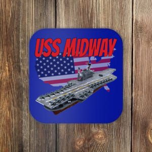 Aircraft Carrier Uss Midway Usa Flag Veteran Grandpa Dad Son Gift Coaster