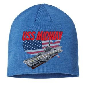 Aircraft Carrier Uss Midway Usa Flag Veteran Grandpa Dad Son Gift Sustainable Beanie