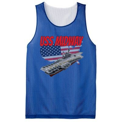 Aircraft Carrier Uss Midway Usa Flag Veteran Grandpa Dad Son Gift Mesh Reversible Basketball Jersey Tank