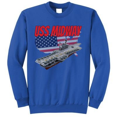 Aircraft Carrier Uss Midway Usa Flag Veteran Grandpa Dad Son Gift Tall Sweatshirt