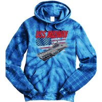 Aircraft Carrier Uss Midway Usa Flag Veteran Grandpa Dad Son Gift Tie Dye Hoodie