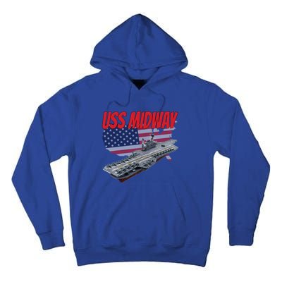 Aircraft Carrier Uss Midway Usa Flag Veteran Grandpa Dad Son Gift Tall Hoodie