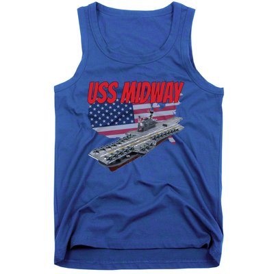 Aircraft Carrier Uss Midway Usa Flag Veteran Grandpa Dad Son Gift Tank Top