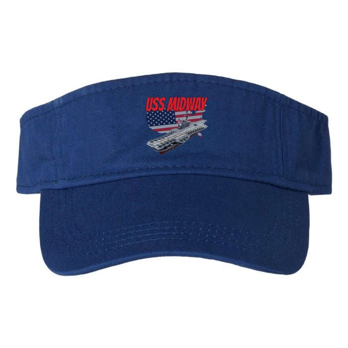 Aircraft Carrier Uss Midway Usa Flag Veteran Grandpa Dad Son Gift Valucap Bio-Washed Visor