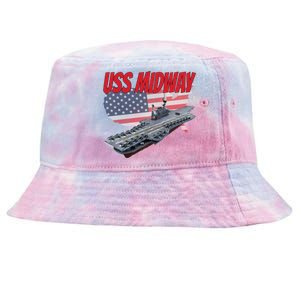 Aircraft Carrier Uss Midway Usa Flag Veteran Grandpa Dad Son Gift Tie-Dyed Bucket Hat