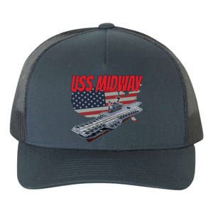 Aircraft Carrier Uss Midway Usa Flag Veteran Grandpa Dad Son Gift Yupoong Adult 5-Panel Trucker Hat