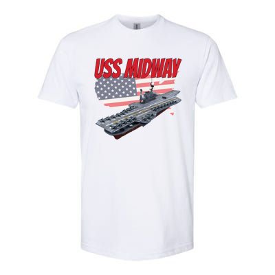 Aircraft Carrier Uss Midway Usa Flag Veteran Grandpa Dad Son Gift Softstyle CVC T-Shirt