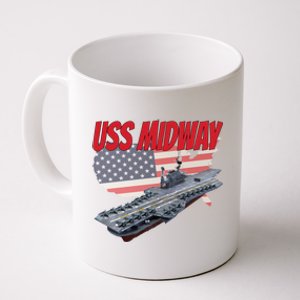 Aircraft Carrier Uss Midway Usa Flag Veteran Grandpa Dad Son Gift Coffee Mug