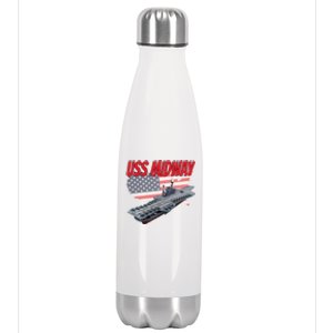 Aircraft Carrier Uss Midway Usa Flag Veteran Grandpa Dad Son Gift Stainless Steel Insulated Water Bottle