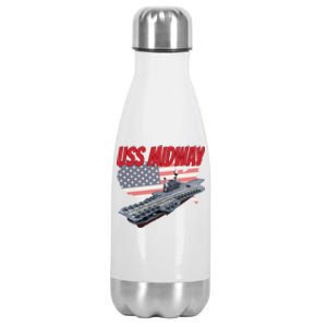 Aircraft Carrier Uss Midway Usa Flag Veteran Grandpa Dad Son Gift Stainless Steel Insulated Water Bottle