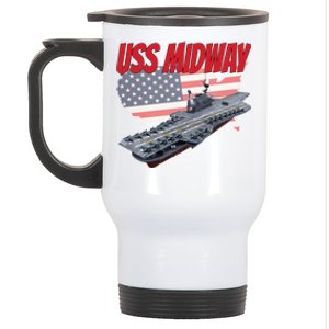 Aircraft Carrier Uss Midway Usa Flag Veteran Grandpa Dad Son Gift Stainless Steel Travel Mug