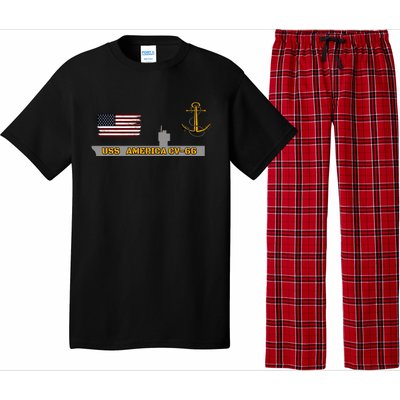 Aircraft Carrier Uss America Cvgift66 Warship Veteran Grandpa Cool Gift Pajama Set