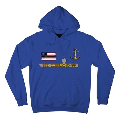 Aircraft Carrier Uss America Cvgift66 Warship Veteran Grandpa Cool Gift Hoodie