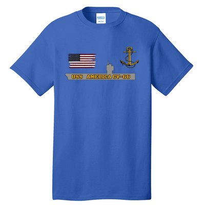 Aircraft Carrier Uss America Cvgift66 Warship Veteran Grandpa Cool Gift Tall T-Shirt