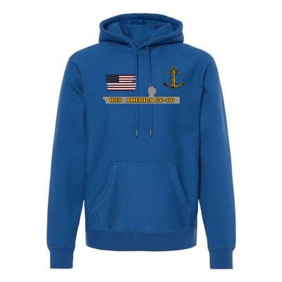 Aircraft Carrier Uss America Cvgift66 Warship Veteran Grandpa Cool Gift Premium Hoodie