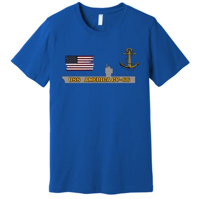 Aircraft Carrier Uss America Cvgift66 Warship Veteran Grandpa Cool Gift Premium T-Shirt