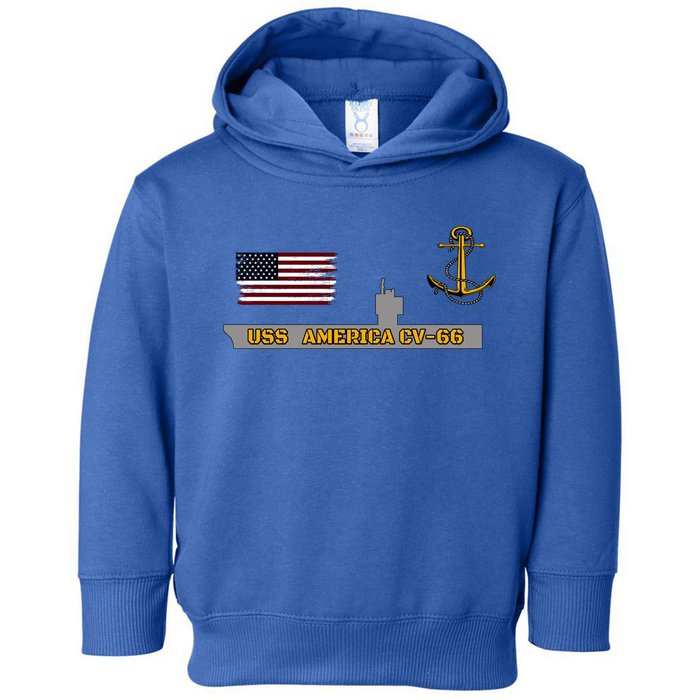 Aircraft Carrier Uss America Cvgift66 Warship Veteran Grandpa Cool Gift Toddler Hoodie