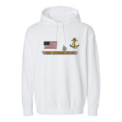 Aircraft Carrier Uss America Cvgift66 Warship Veteran Grandpa Cool Gift Garment-Dyed Fleece Hoodie