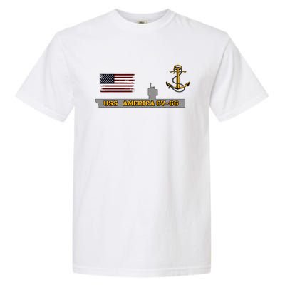 Aircraft Carrier Uss America Cvgift66 Warship Veteran Grandpa Cool Gift Garment-Dyed Heavyweight T-Shirt