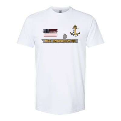 Aircraft Carrier Uss America Cvgift66 Warship Veteran Grandpa Cool Gift Softstyle CVC T-Shirt