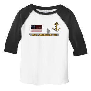 Aircraft Carrier Uss America Cvgift66 Warship Veteran Grandpa Cool Gift Toddler Fine Jersey T-Shirt