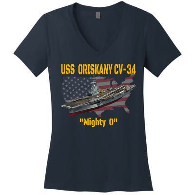 Aircraft Carrier USS Oriskany CV-34 Veteran Day Father Day Premium Women's V-Neck T-Shirt
