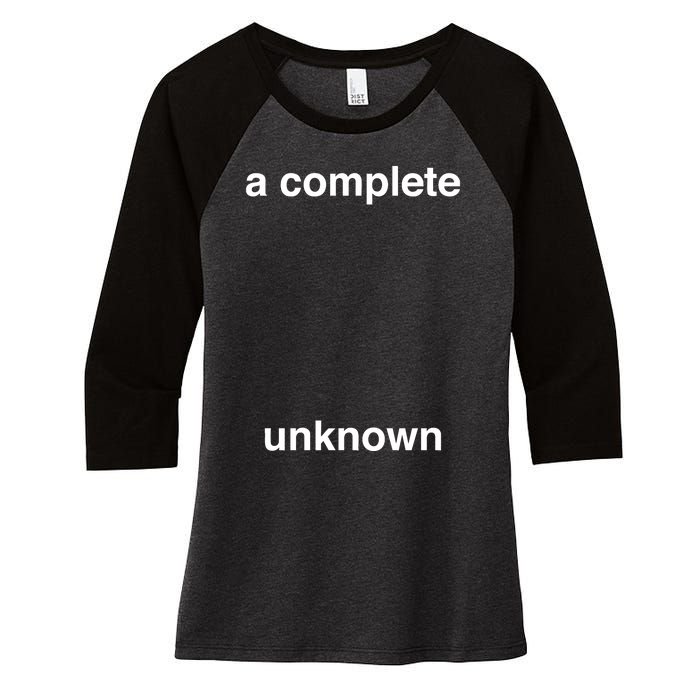 A Complete Unknown..01 Women's Tri-Blend 3/4-Sleeve Raglan Shirt