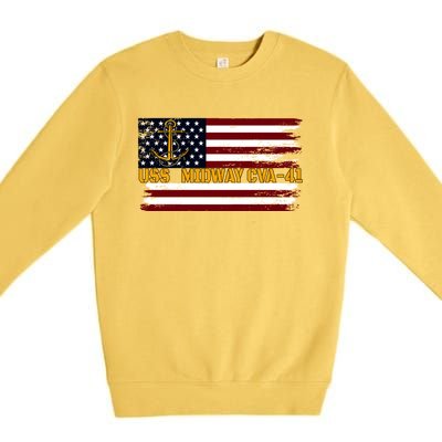 Aircraft Carrier Uss Midway Cva41 Veterans Day FatherS Day Great Gift Premium Crewneck Sweatshirt