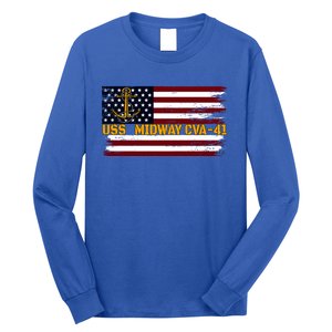 Aircraft Carrier Uss Midway Cva41 Veterans Day FatherS Day Great Gift Long Sleeve Shirt