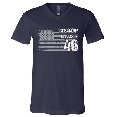 Antibiden Clean Up On Aisle 46 Impeach Biden V-Neck T-Shirt