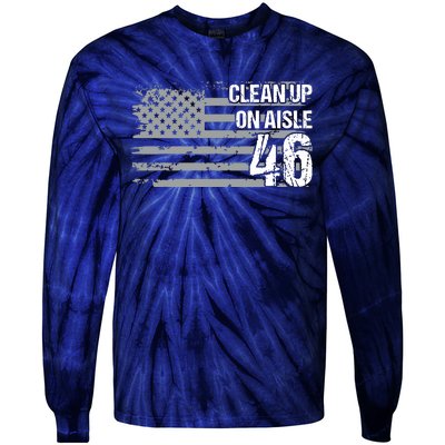 Antibiden Clean Up On Aisle 46 Impeach Biden Tie-Dye Long Sleeve Shirt