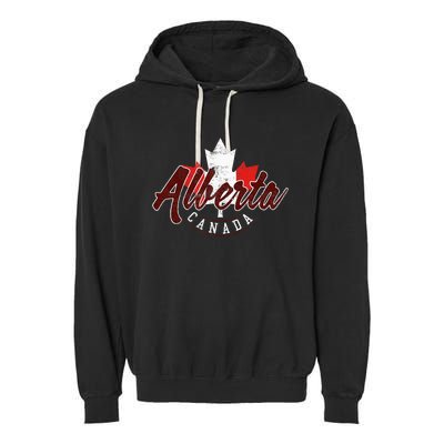 Alberta Canada Vintage Canadian Province Garment-Dyed Fleece Hoodie