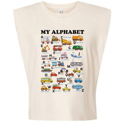 Alphabet Construction Vehicles ABC Learning Teaching Garment-Dyed Women's Muscle Tee